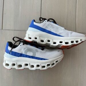 On Cloudmonster Running Shoe (Women)FROST/ COBALT, Size 7.5 M